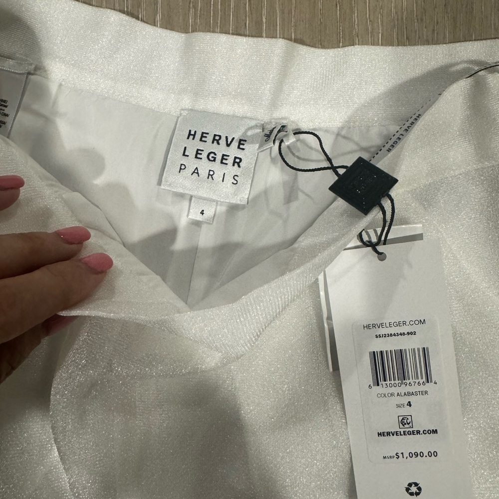 Herve Leger Flare White/Alabaster Pant Bottoms - Size 4
